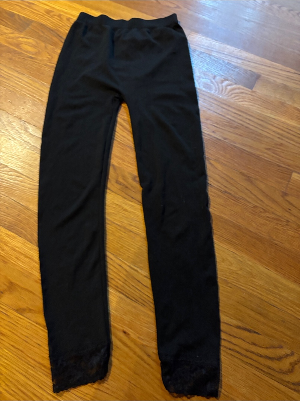 XOXO Black Knit leggings with Lace Hem